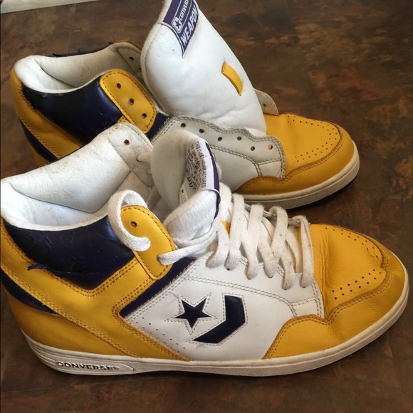 yellow and purple converse